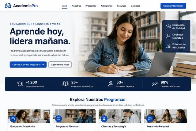 Concepto de página web para Academias de la JARC Design Collection