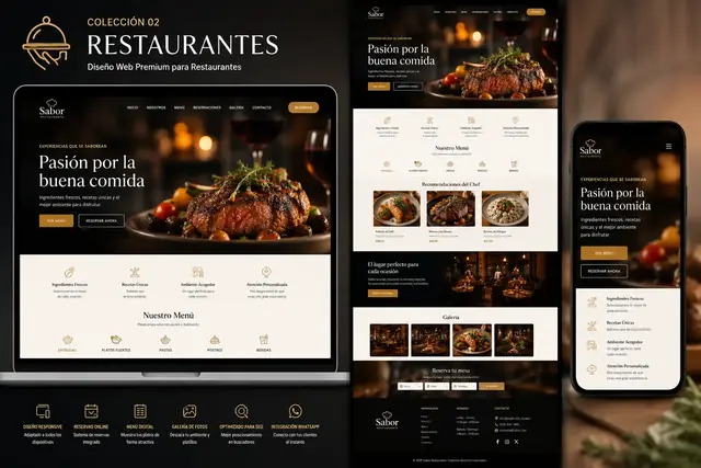 Concepto de página web para Restaurantes de la JARC Design Collection
